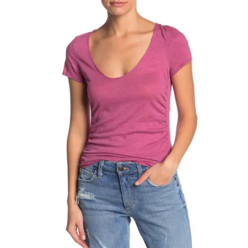 Free People Sonnet Short Sleeve Cotton Blend Tee